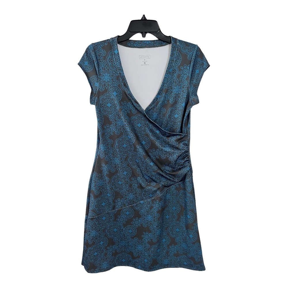 Athleta Nectar Faux Wrap Dress Cap Sleeve Sporty Stretch‎ Knit Medium
